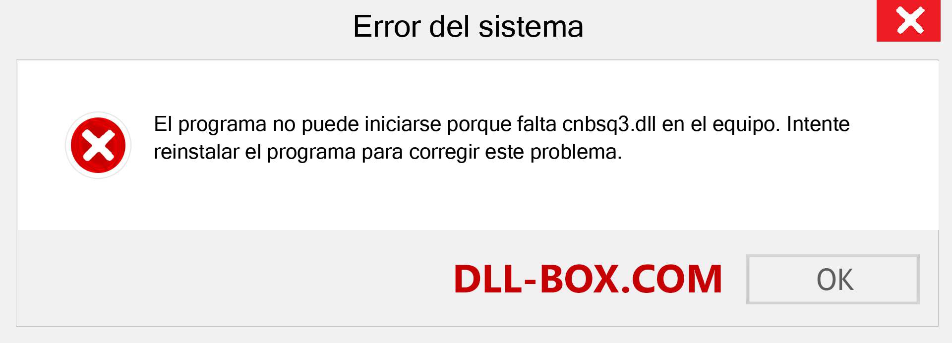 ¿Falta el archivo cnbsq3.dll ?. Descargar para Windows 7, 8, 10 - Corregir cnbsq3 dll Missing Error en Windows, fotos, imágenes